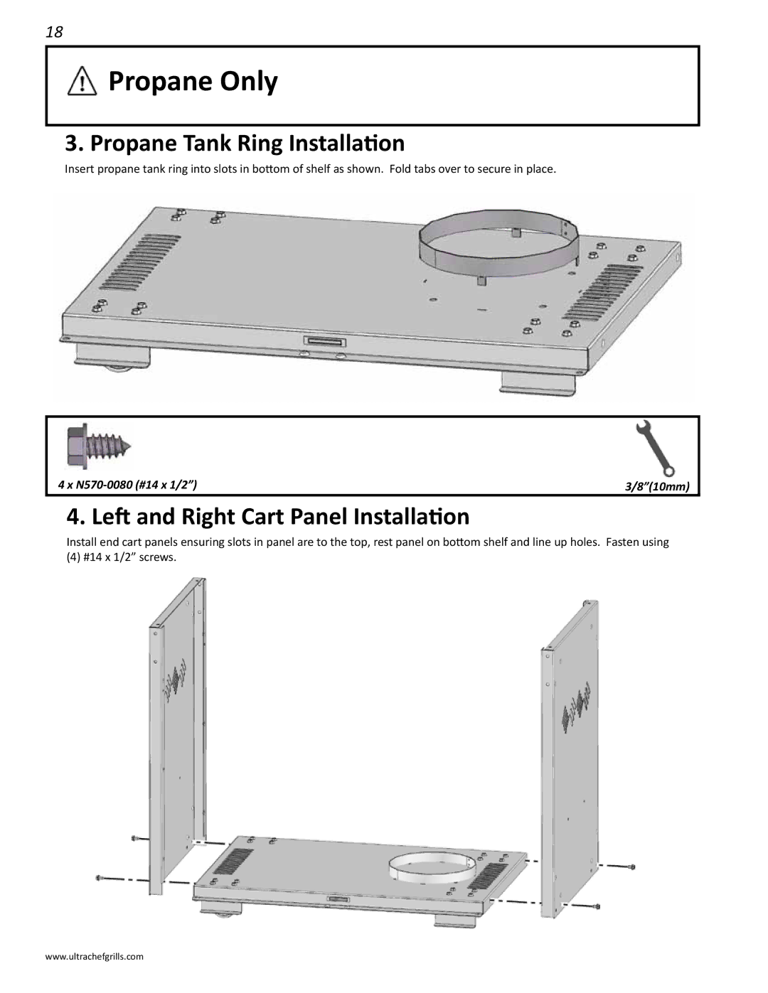 Interlink electronic L485RSB, L485SIB Propane Only, Propane Tank Ring Installation, Left and Right Cart Panel Installation 