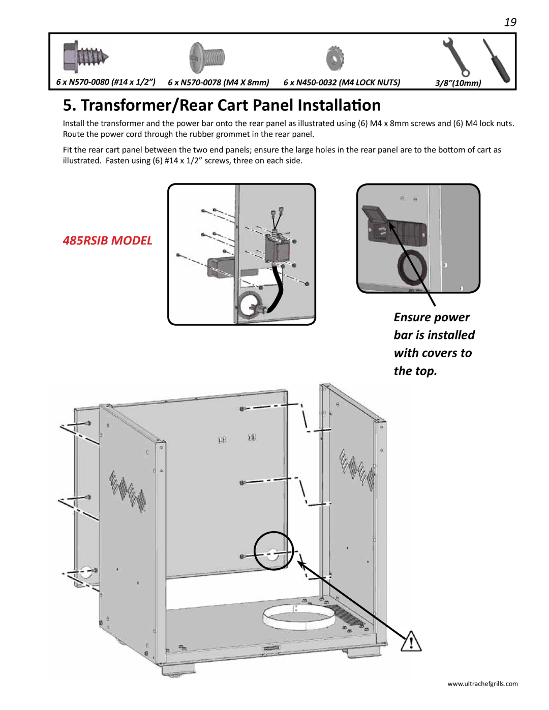 Interlink electronic L485RSIB, L485RSB, L485SIB, L485RB, L485SB manual Transformer/Rear Cart Panel Installation 