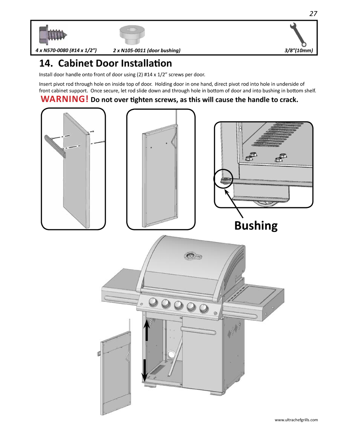 Interlink electronic L485SIB, L485RSB, L485RSIB, L485RB, L485SB manual Bushing, Cabinet Door Installation 