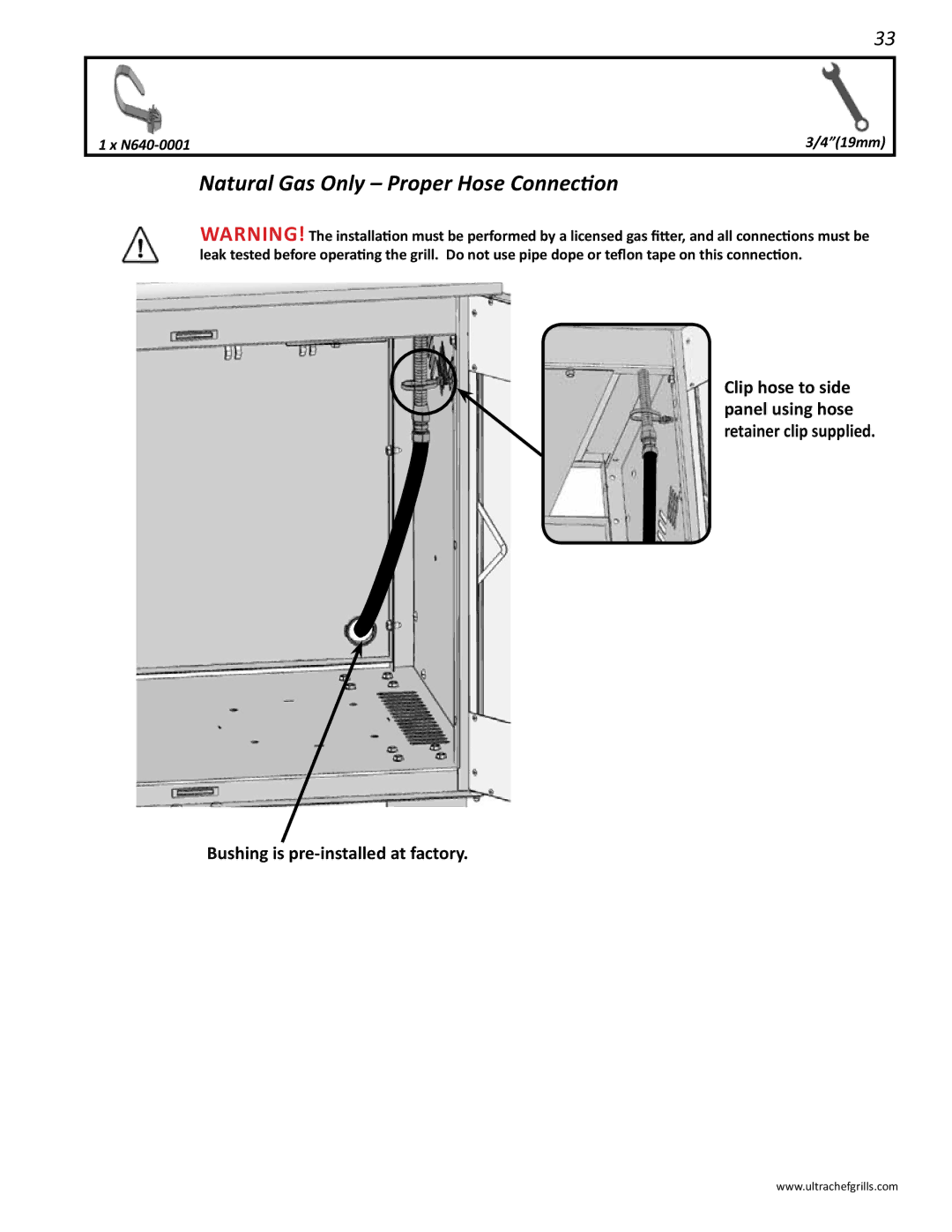 Interlink electronic L485SIB, L485RSB, L485RSIB, L485RB, L485SB manual Natural Gas Only Proper Hose Connection 