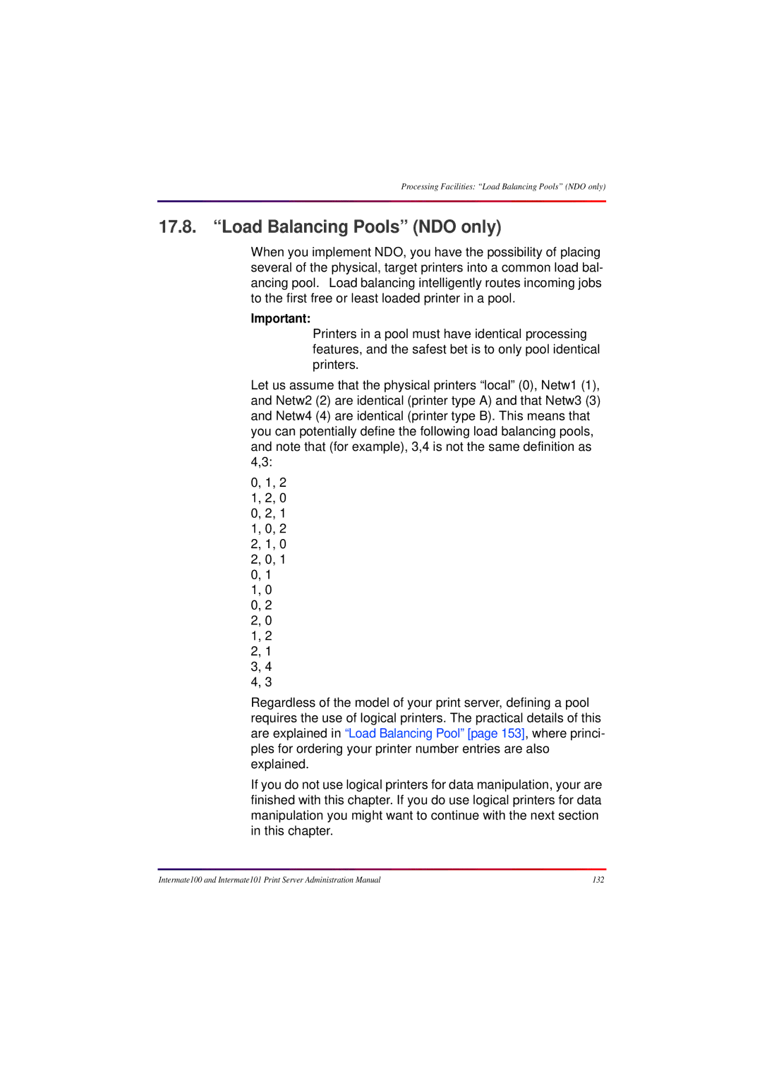 Intermate 100 manual Load Balancing Pools NDO only 