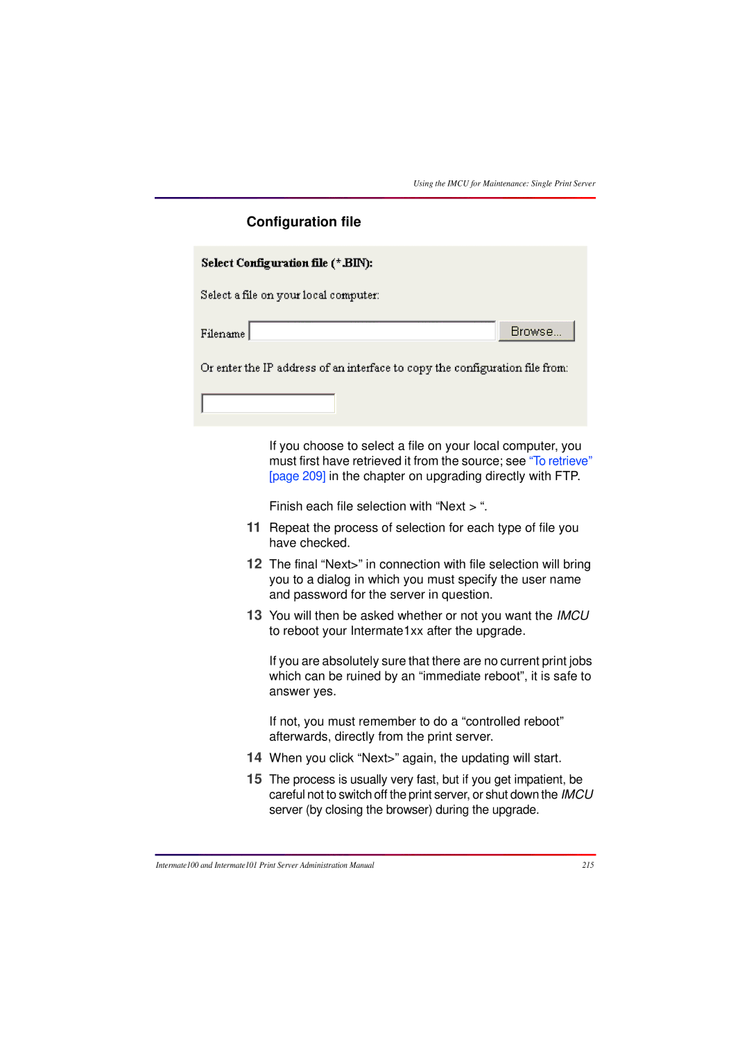 Intermate 100 manual Configuration file 