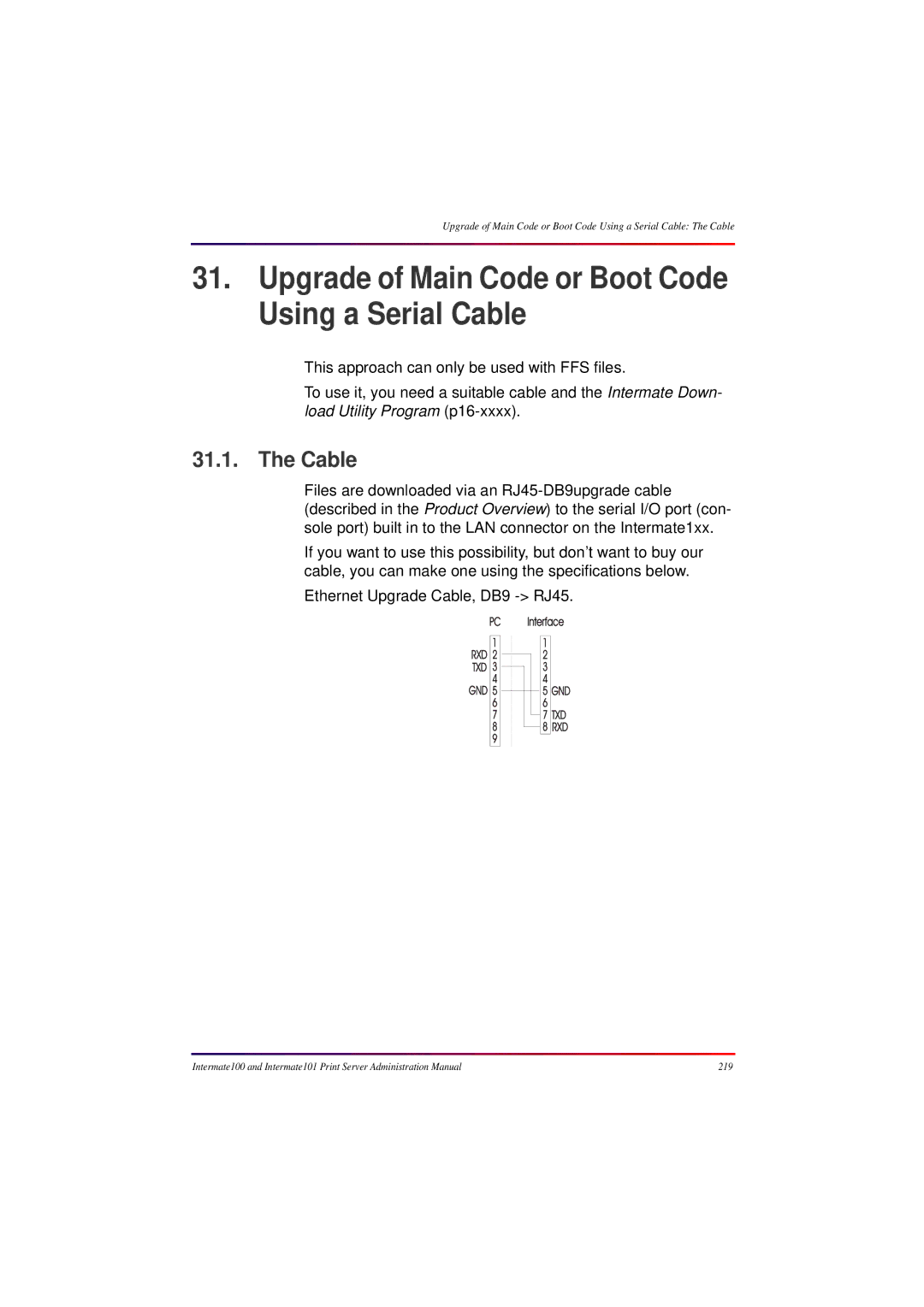 Intermate 100 manual Upgrade of Main Code or Boot Code Using a Serial Cable 