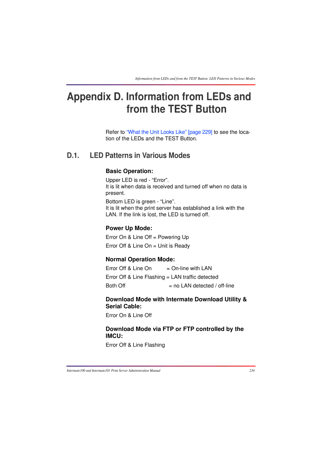 Intermate 100 manual LED Patterns in Various Modes 