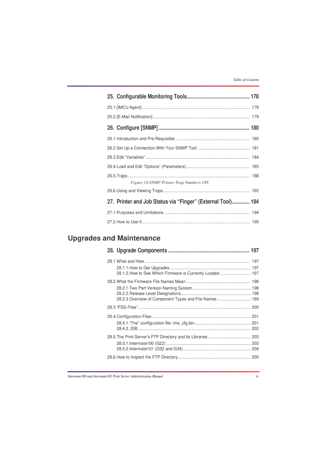 Intermate 100 manual 178, 180, 194, 197 