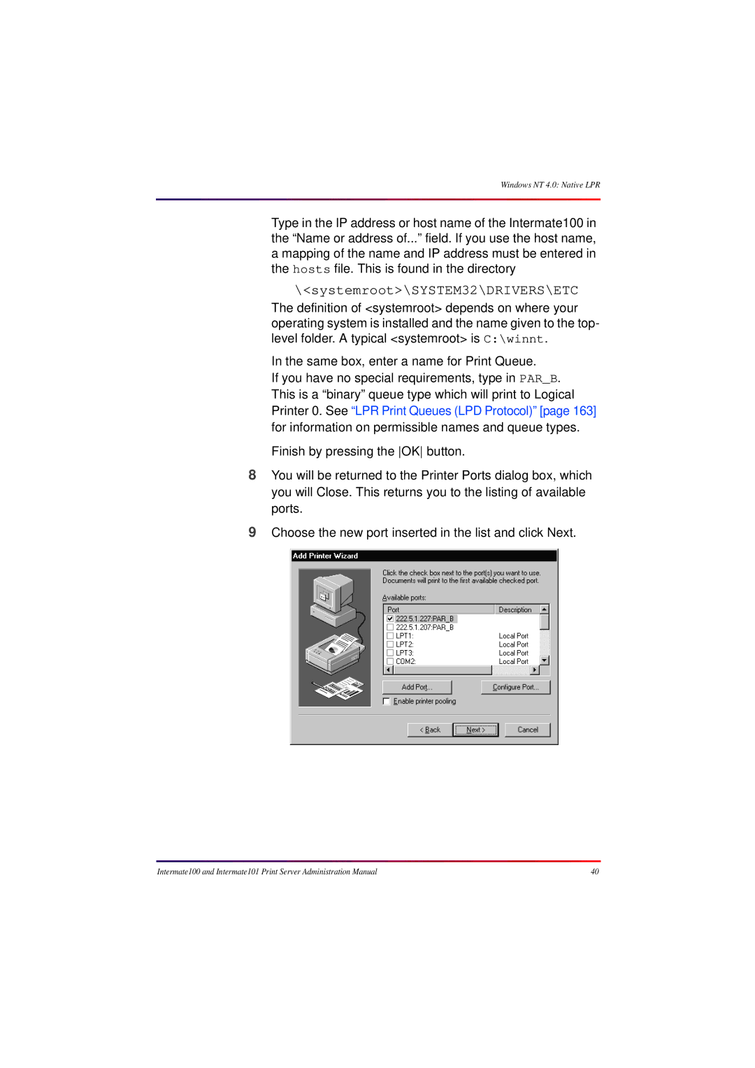 Intermate 100 manual systemroot\SYSTEM32\DRIVERS\ETC 