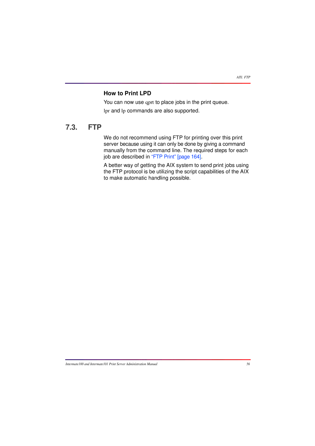 Intermate 100 manual Ftp, How to Print LPD 