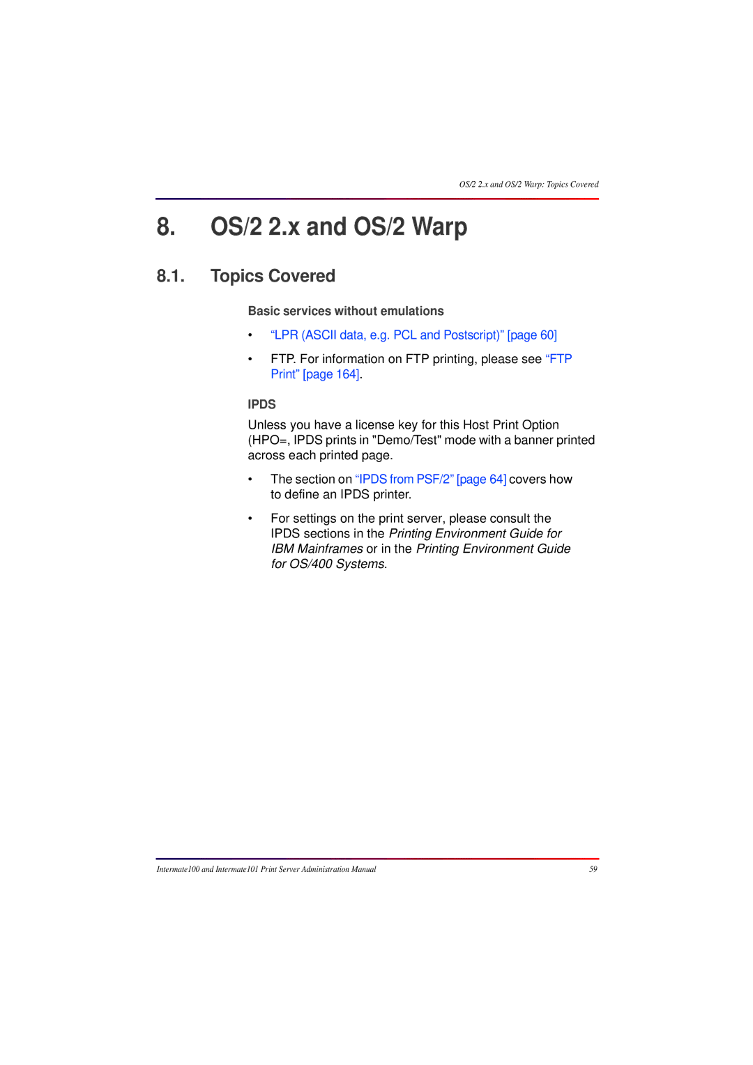 Intermate 100 manual OS/2 2.x and OS/2 Warp, Ipds 