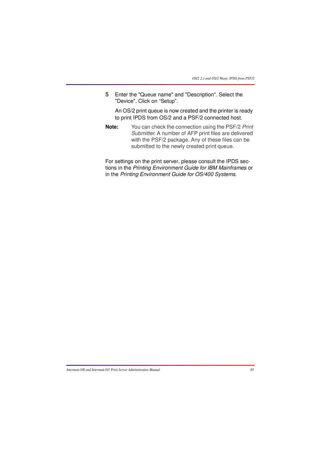 Intermate 100 manual OS/2 2.x and OS/2 Warp Ipds from PSF/2 