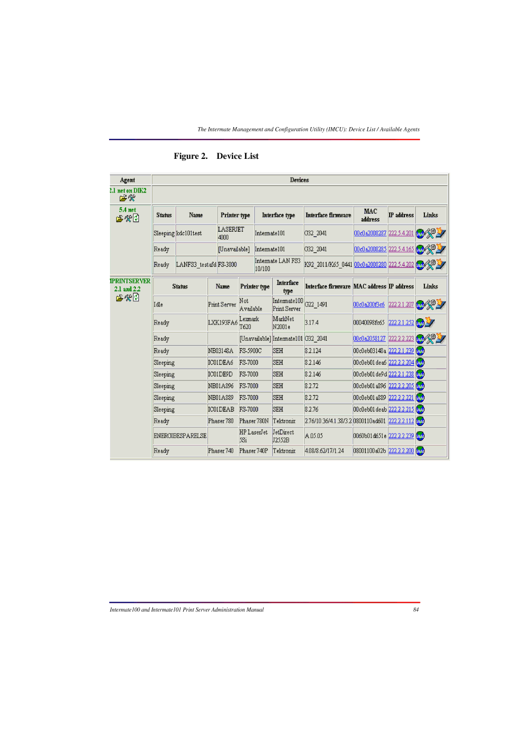 Intermate 100 manual Device List 