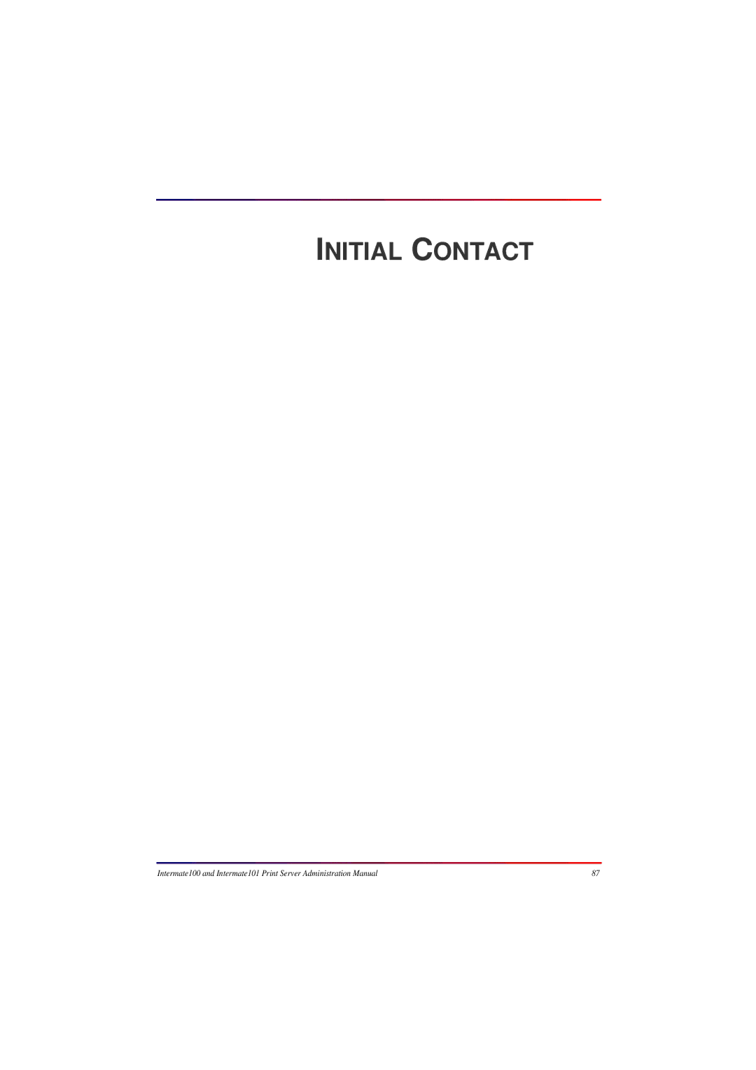 Intermate 100 manual Initial Contact 