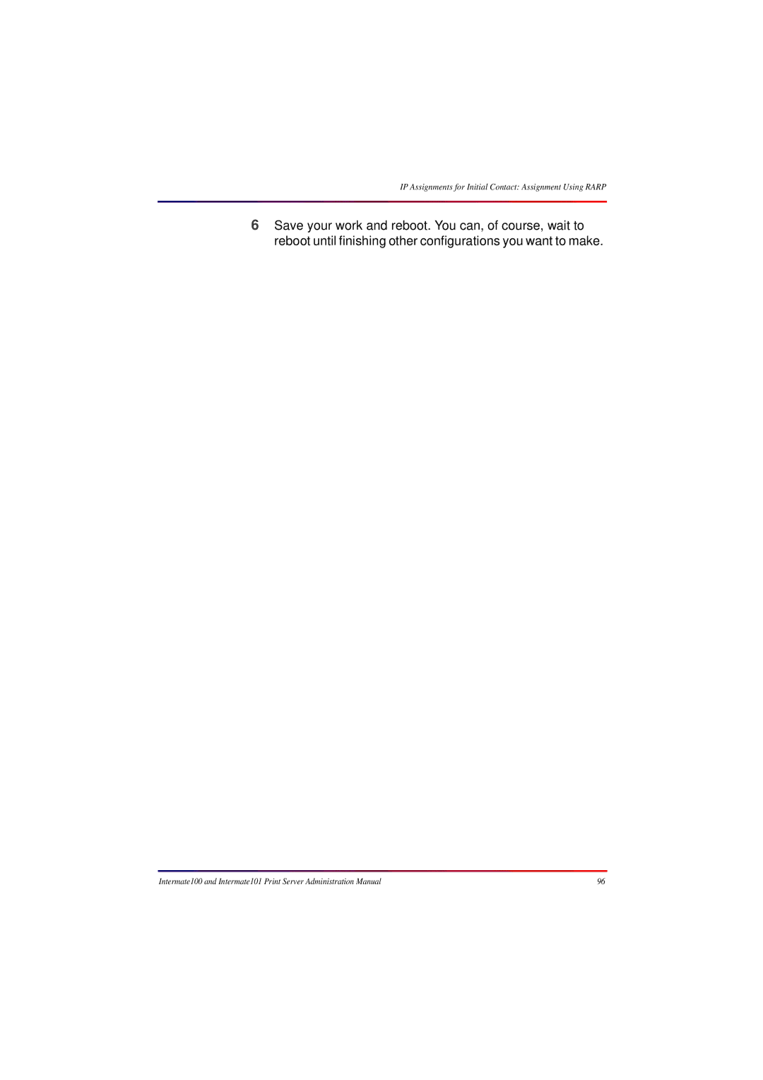 Intermate 100 manual IP Assignments for Initial Contact Assignment Using Rarp 