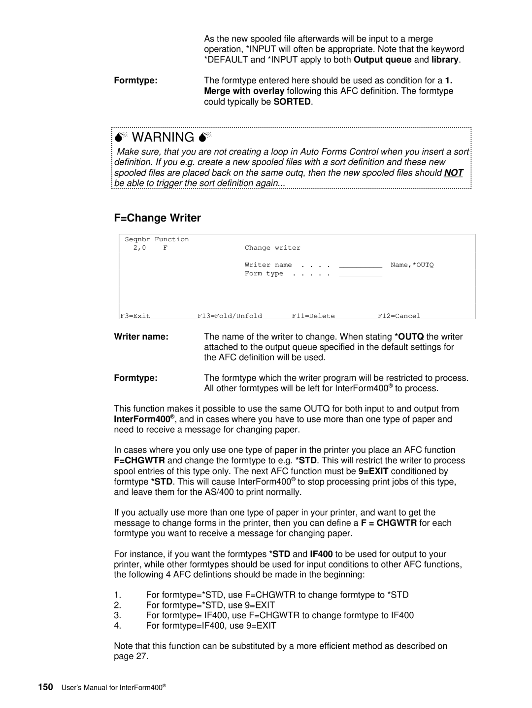 Intermate i5, AS/400, iSeries manual =Change Writer 