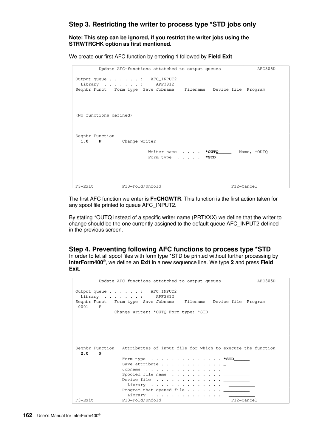 Intermate i5, AS/400, iSeries manual Restricting the writer to process type *STD jobs only, Outq 