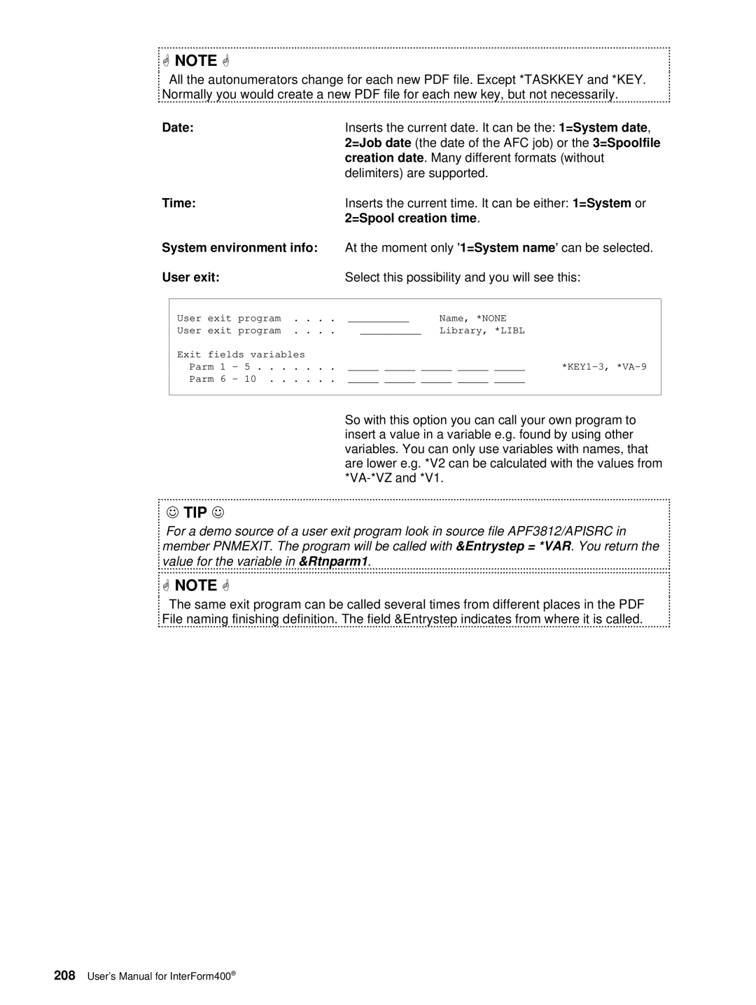 Intermate AS/400, i5, iSeries manual Name, *NONE, Library, *LIBL, Parm 1 KEY1-3, *VA-9 