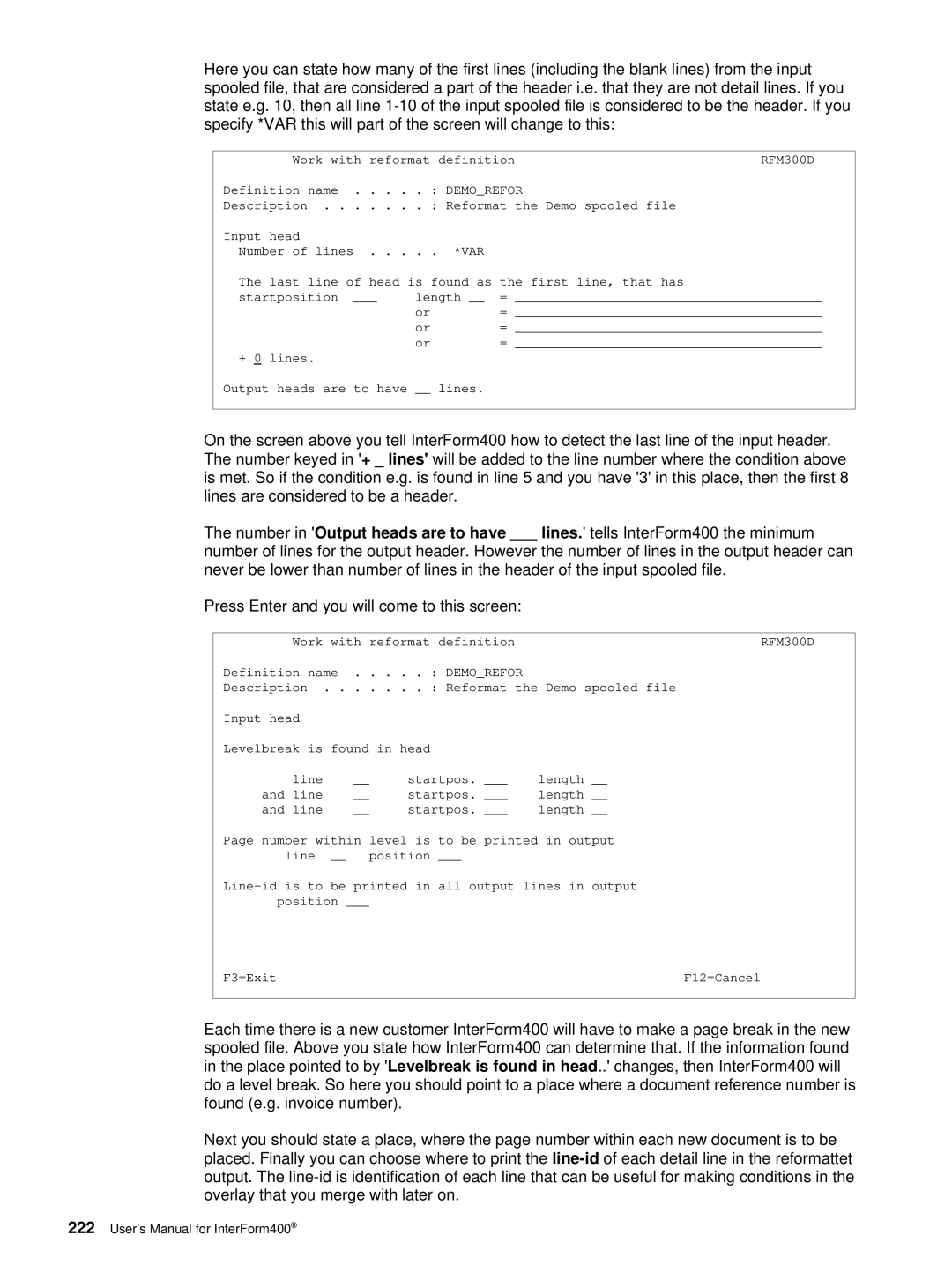 Intermate i5, AS/400, iSeries manual Definition name Demorefor 