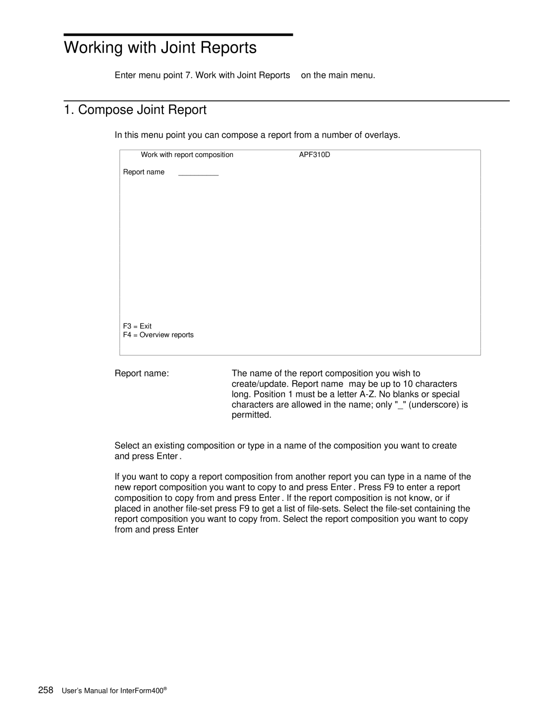 Intermate i5, AS/400, iSeries manual Working with Joint Reports, Compose Joint Report 