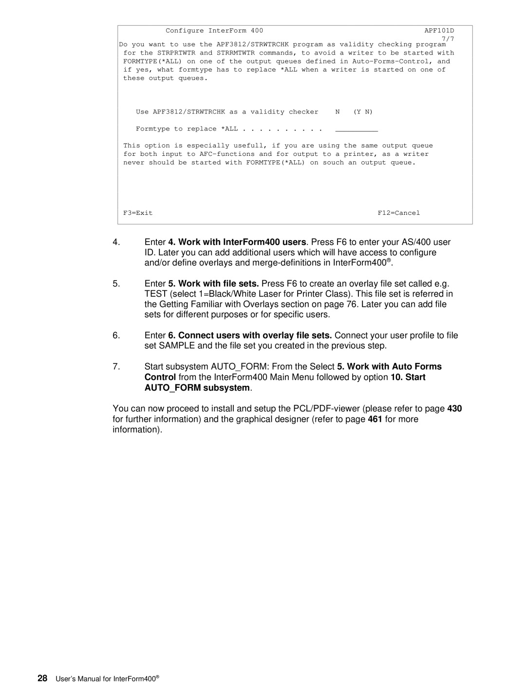 Intermate AS/400, i5, iSeries manual APF101D 