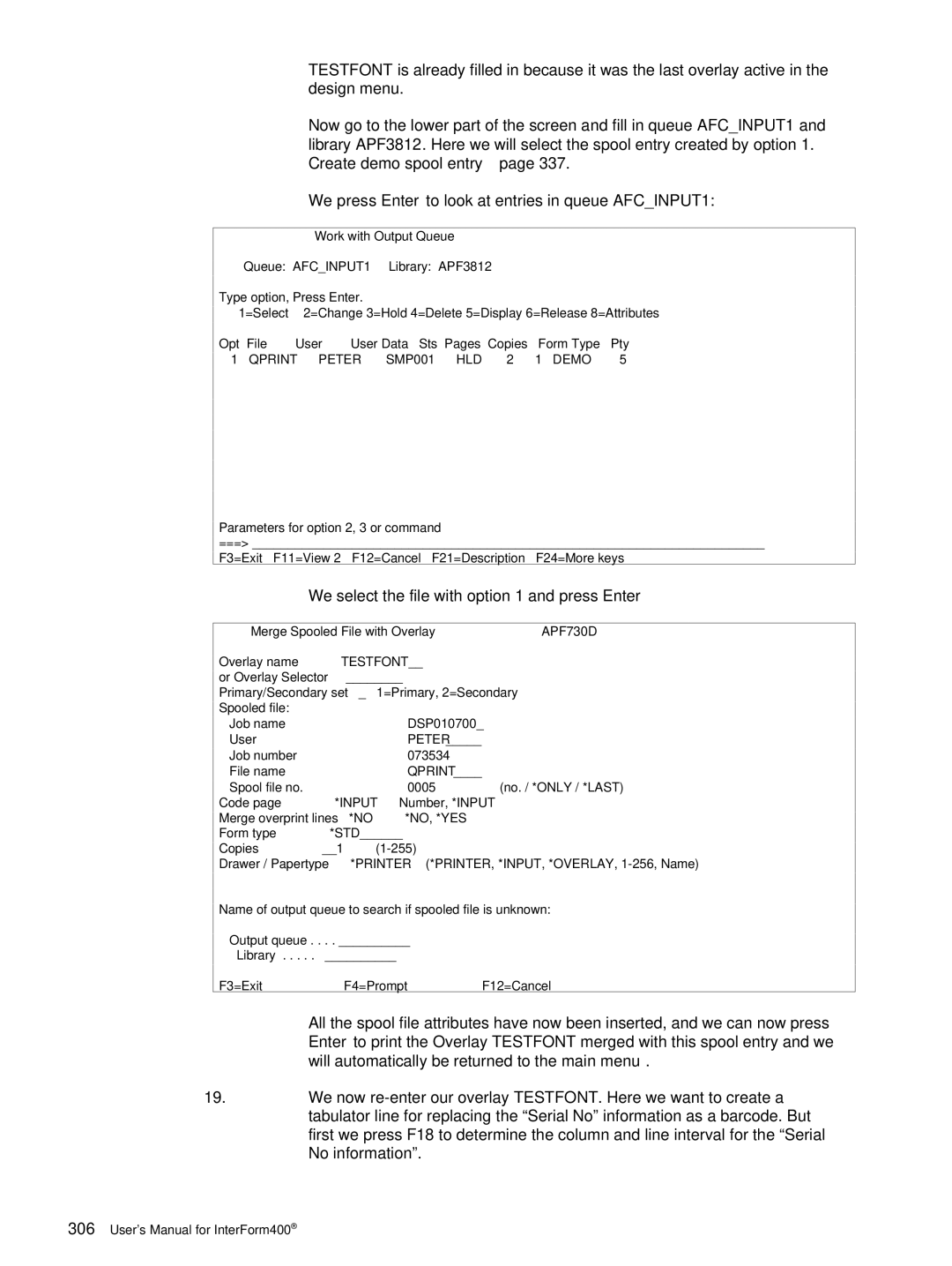 Intermate i5, AS/400, iSeries manual Qprint Peter, HLD Demo, Testfont 