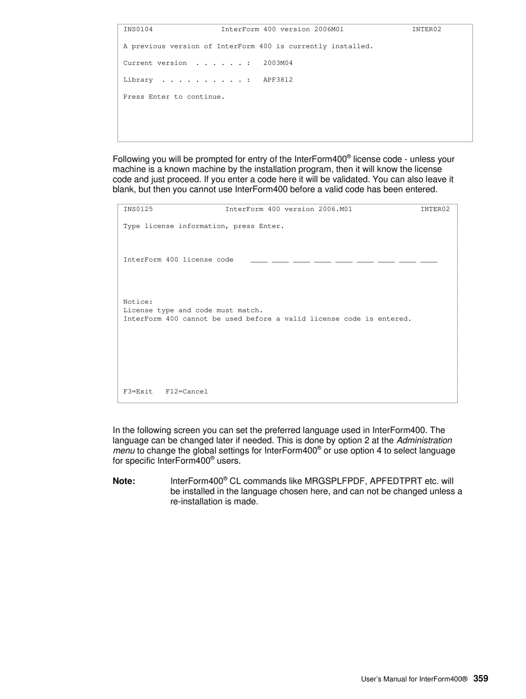 Intermate iSeries, i5, AS/400 manual INS0104 InterForm Version 2006M01 