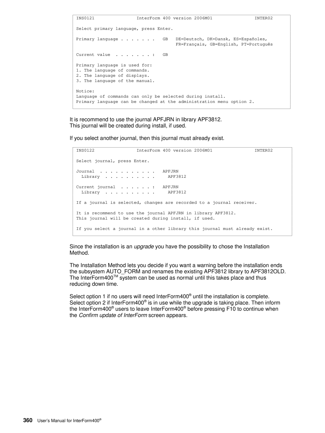 Intermate i5, AS/400, iSeries manual INS0121 InterForm Version 2006M01 