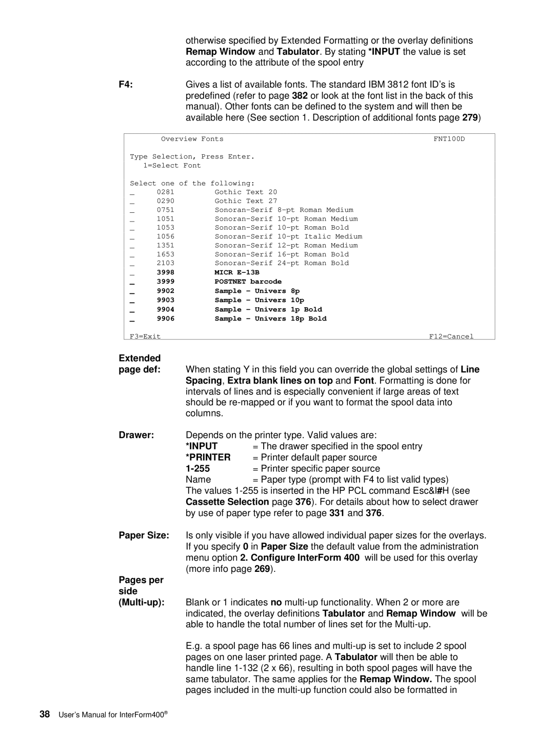 Intermate iSeries, i5, AS/400 manual Extended Def, Drawer, 255, Paper Size, Pages per, Side Multi-up 