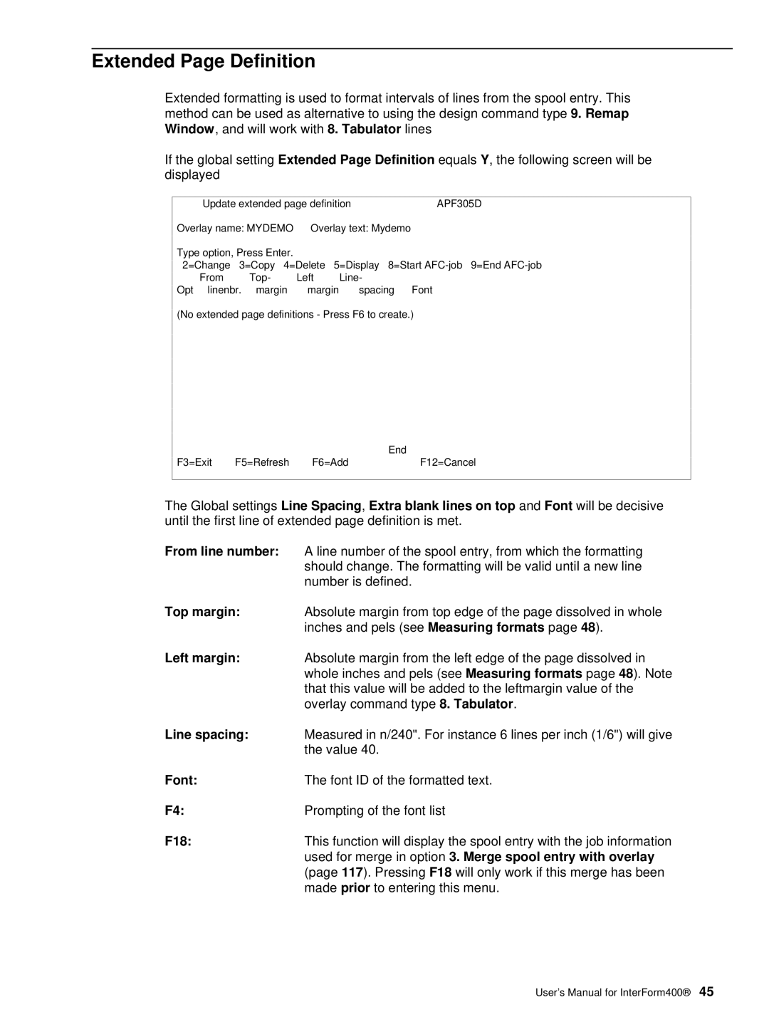 Intermate i5, AS/400, iSeries manual Extended Page Definition 