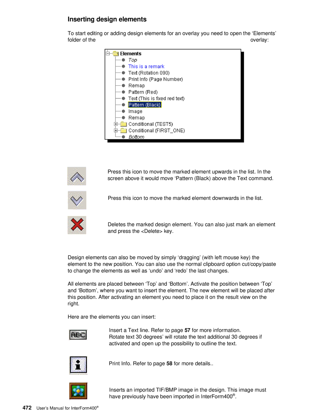 Intermate AS/400, i5, iSeries manual Inserting design elements 