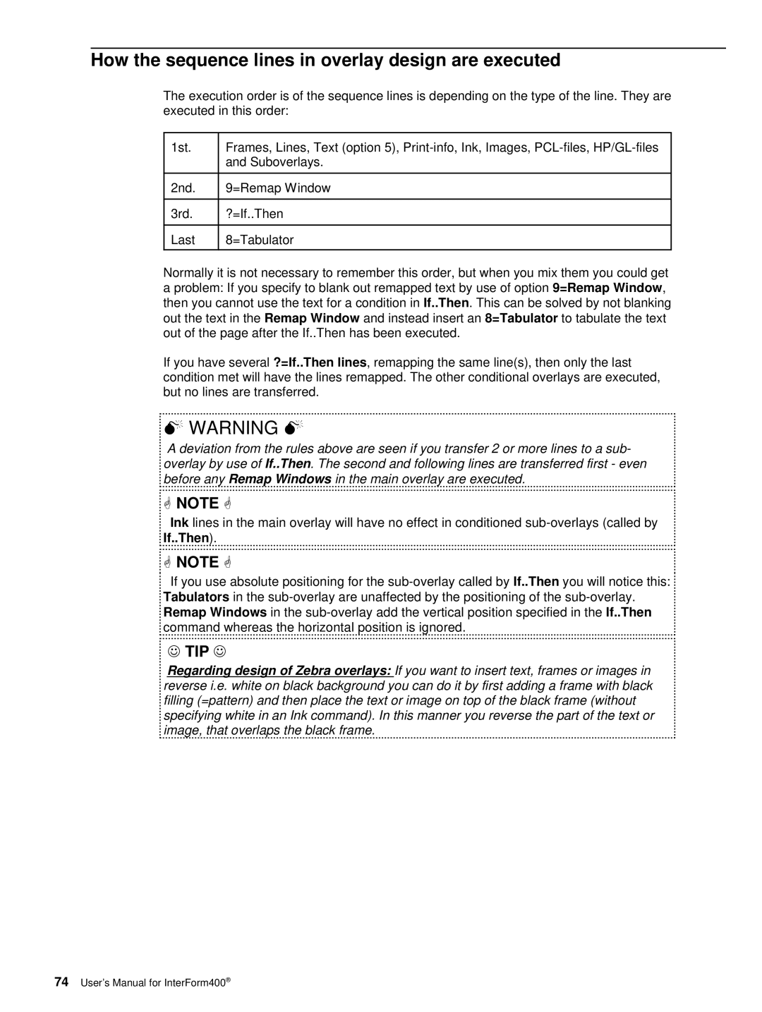 Intermate iSeries, i5, AS/400 manual How the sequence lines in overlay design are executed, If..Then 