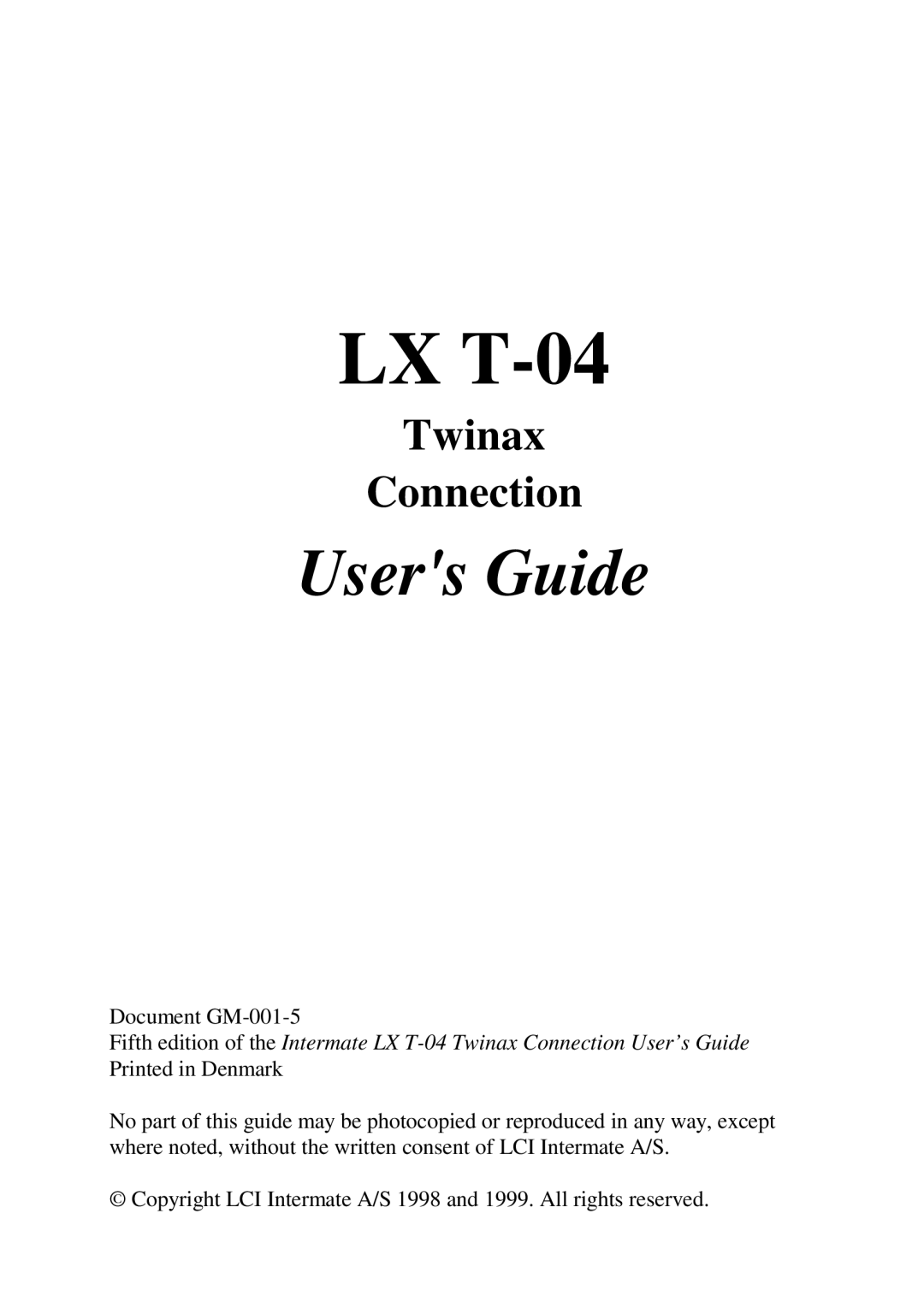 Intermate LX T-04 manual 