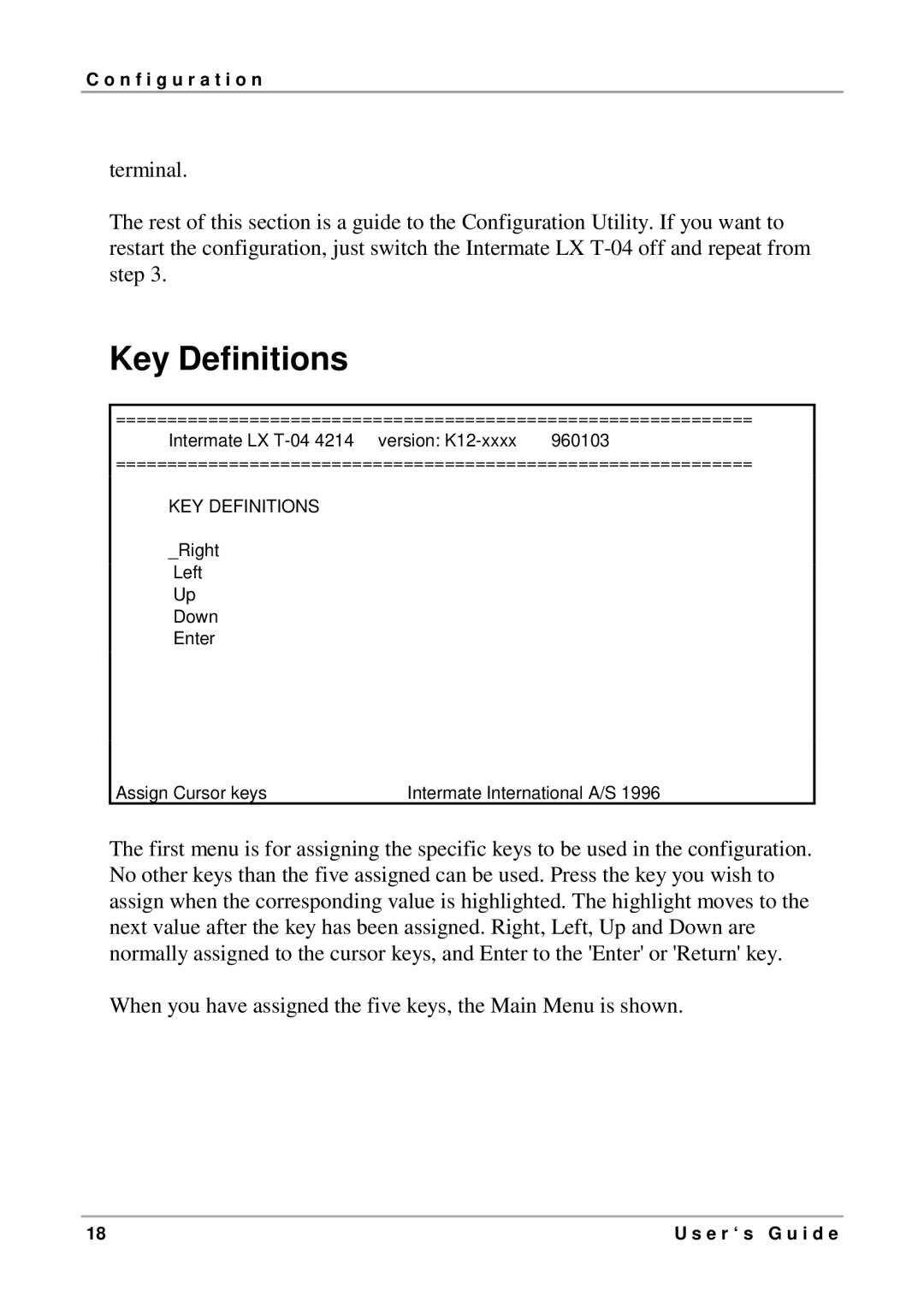 Intermate LX T-04 manual Key Definitions 