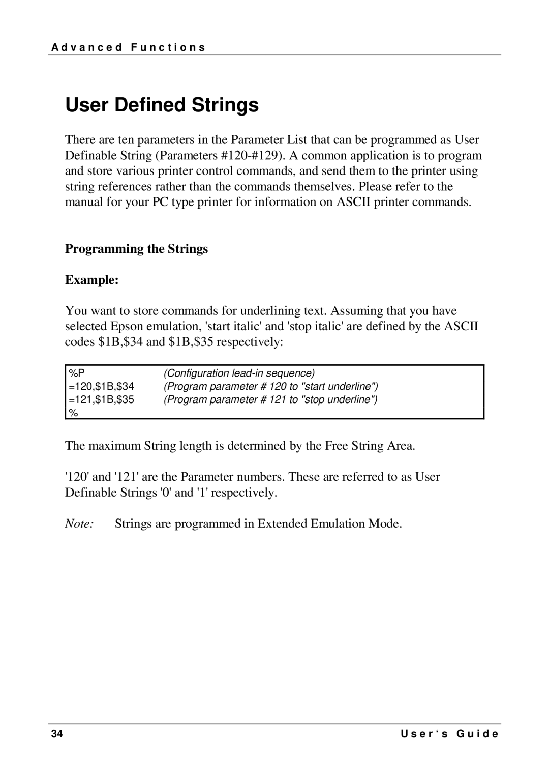 Intermate LX T-04 manual User Defined Strings, Programming the Strings Example 