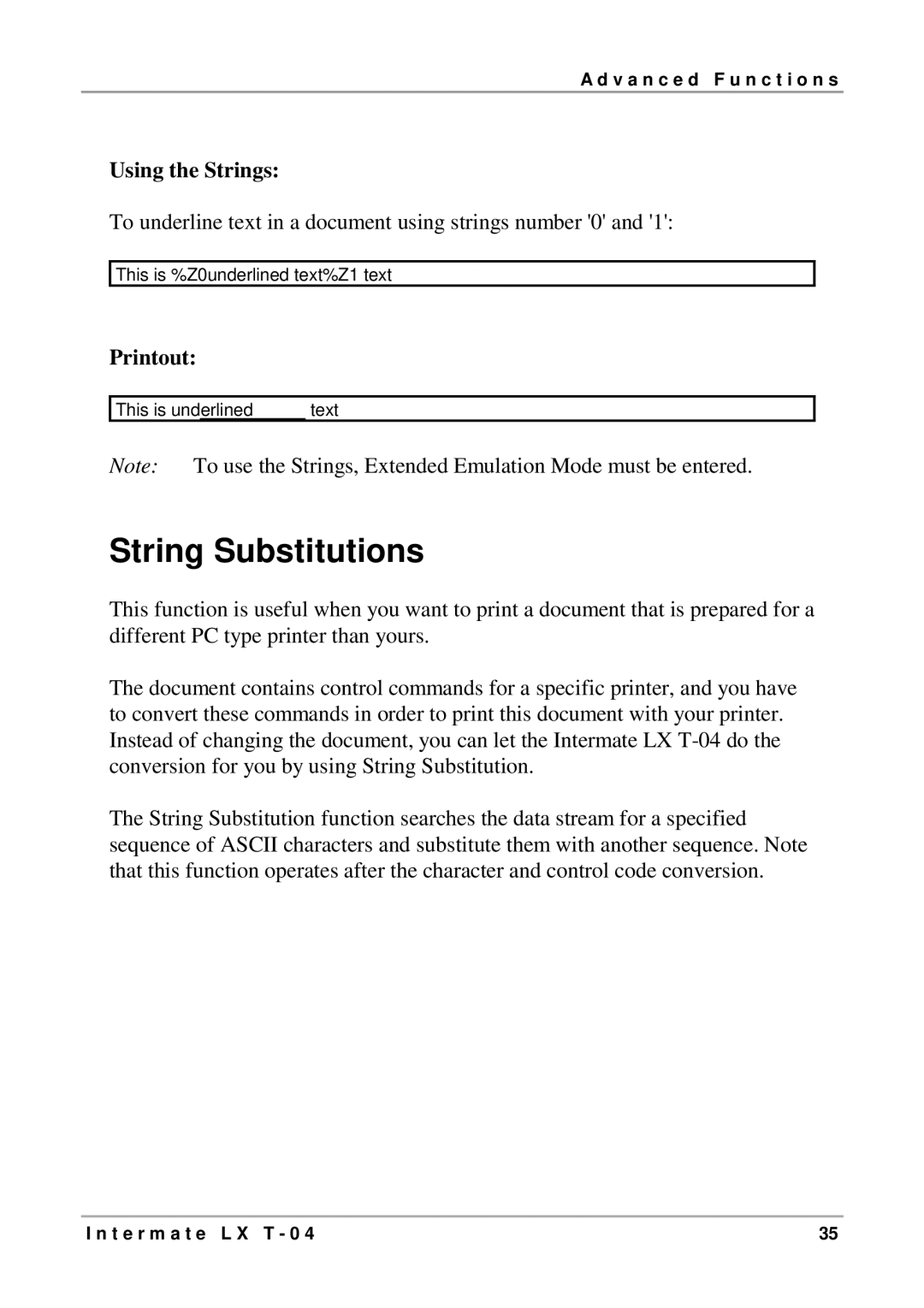 Intermate LX T-04 manual String Substitutions, Using the Strings 