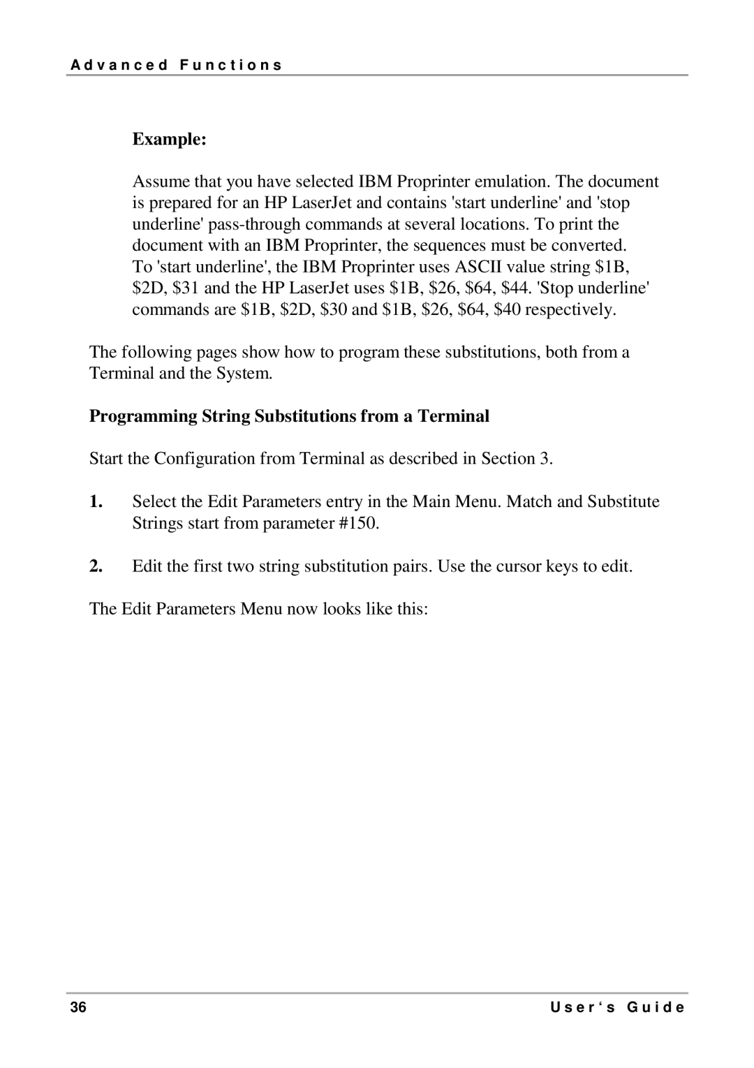 Intermate LX T-04 manual Programming String Substitutions from a Terminal 