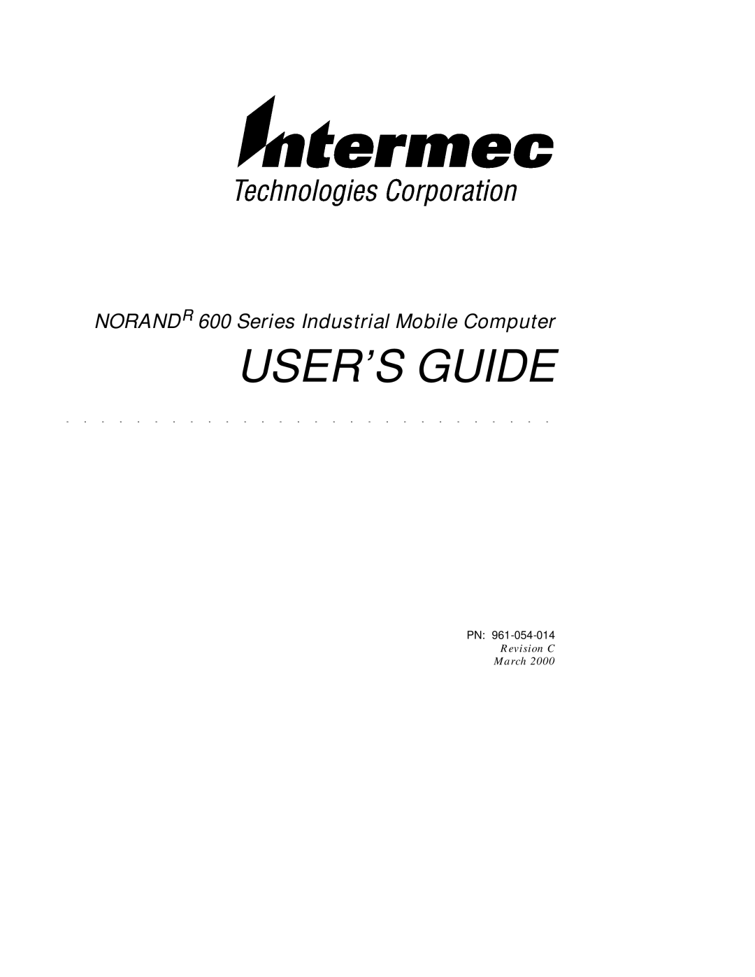 Intermec 600 manual USER’S Guide 