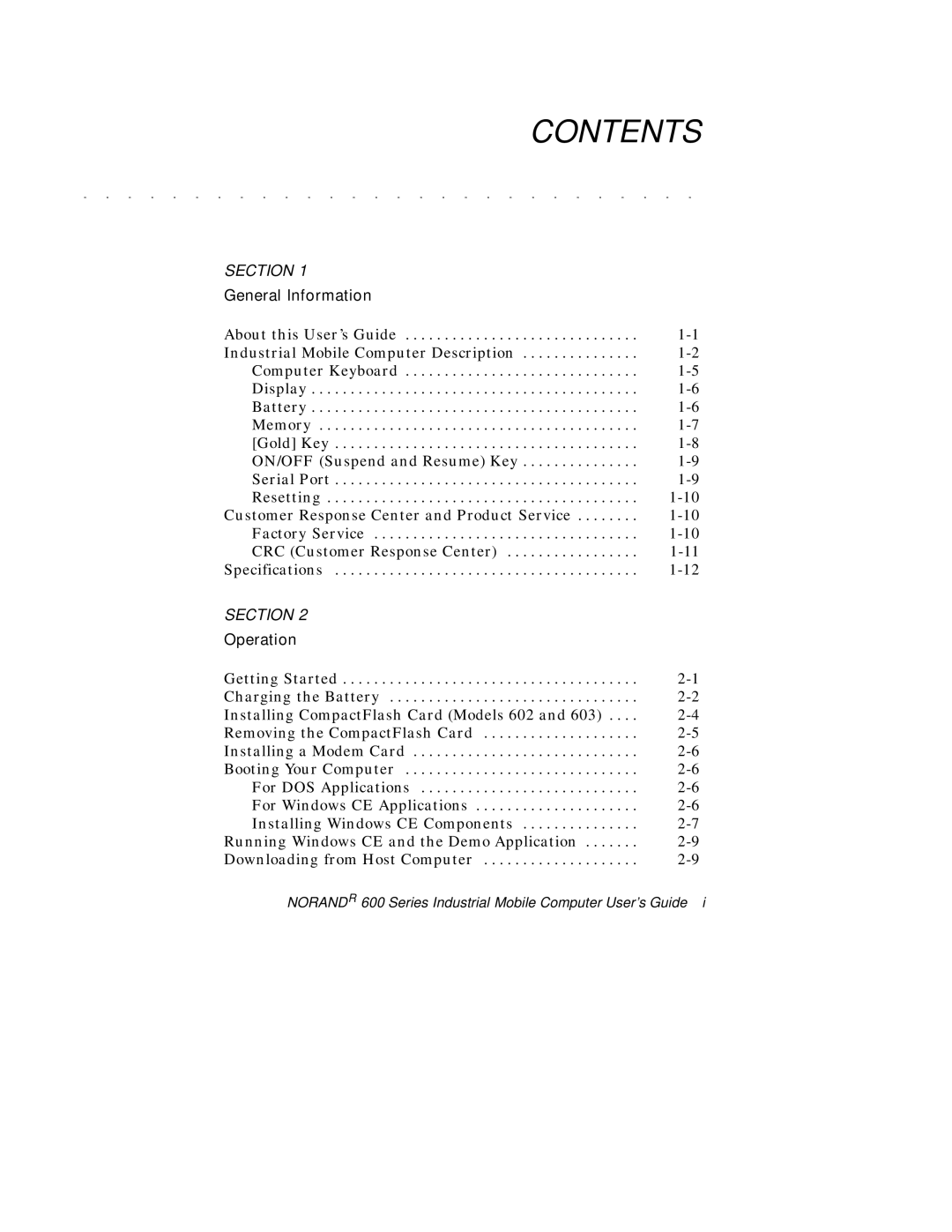 Intermec 600 manual Contents 