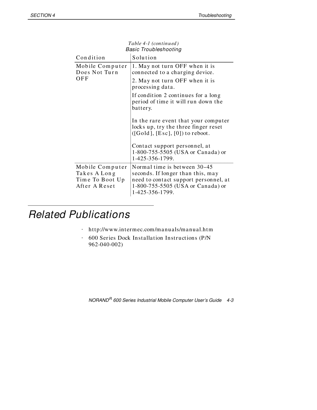 Intermec 600 manual Related Publications, Off 