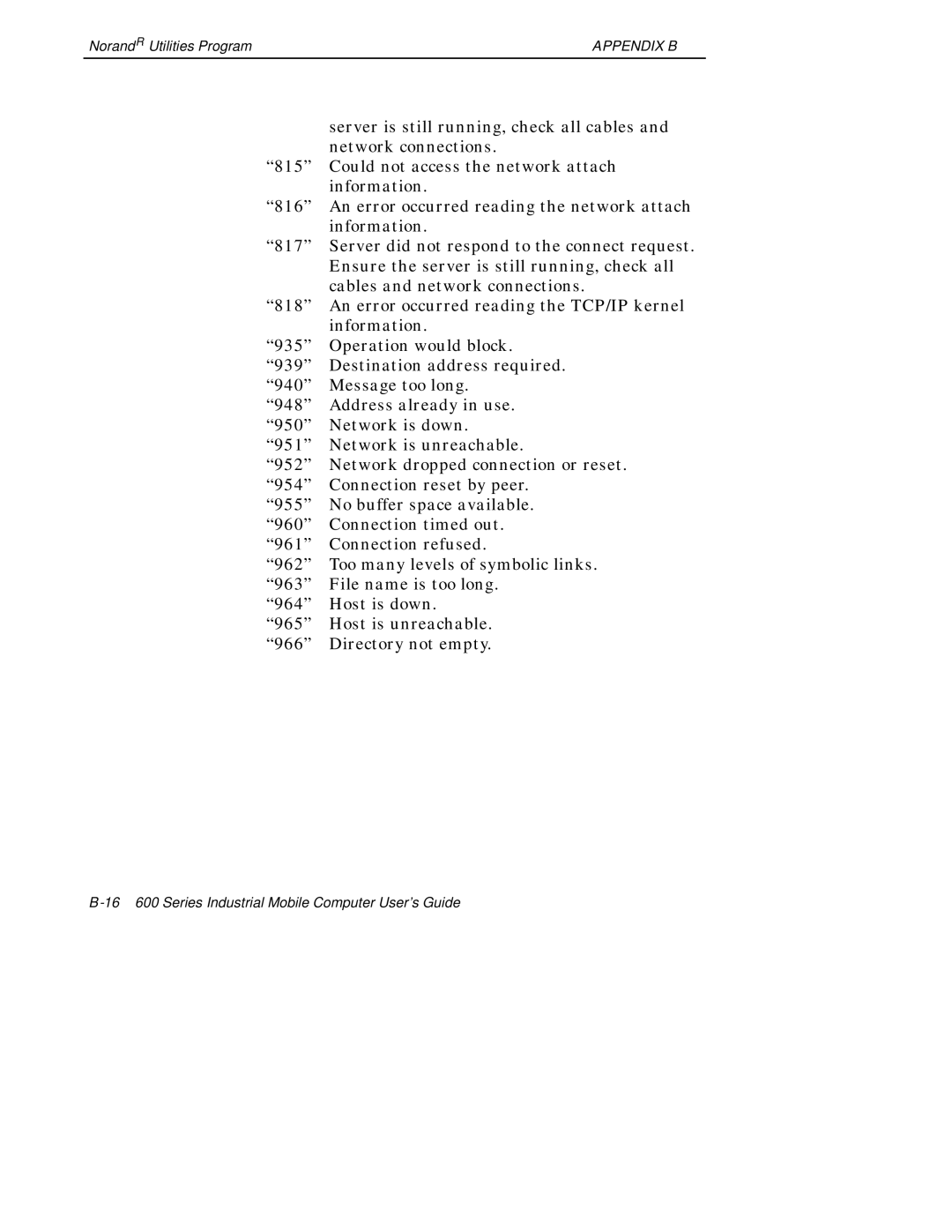 Intermec 600 manual Appendix B 