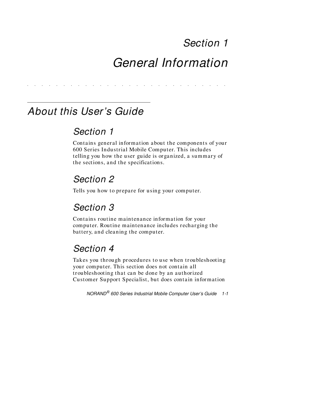 Intermec 600 manual Section, About this User’s Guide 