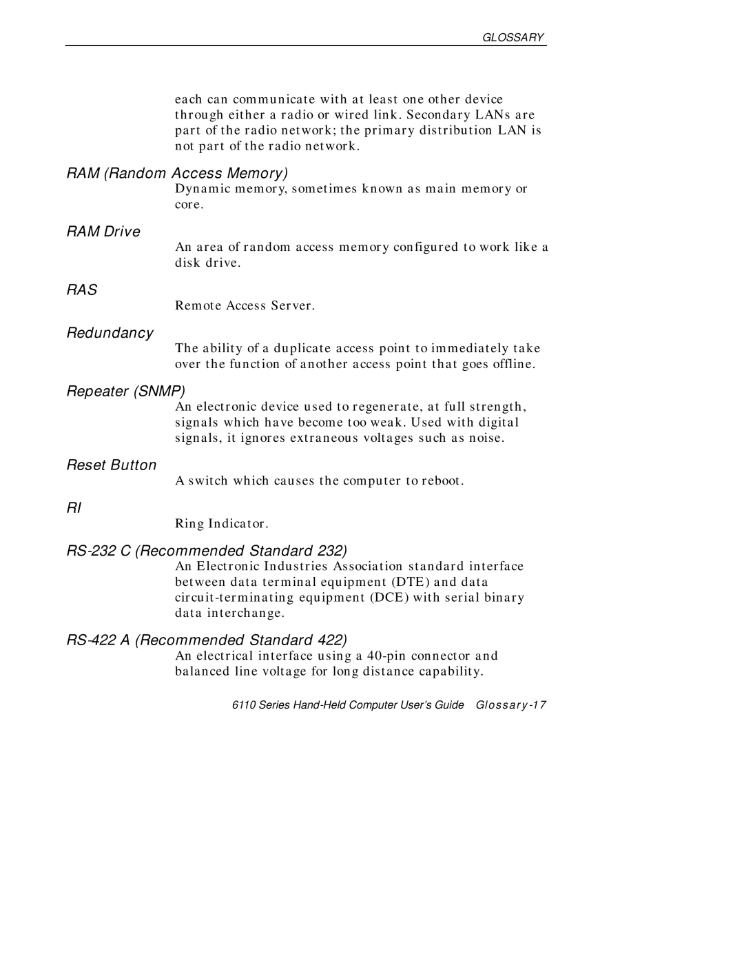 Intermec 6110 manual Ras 