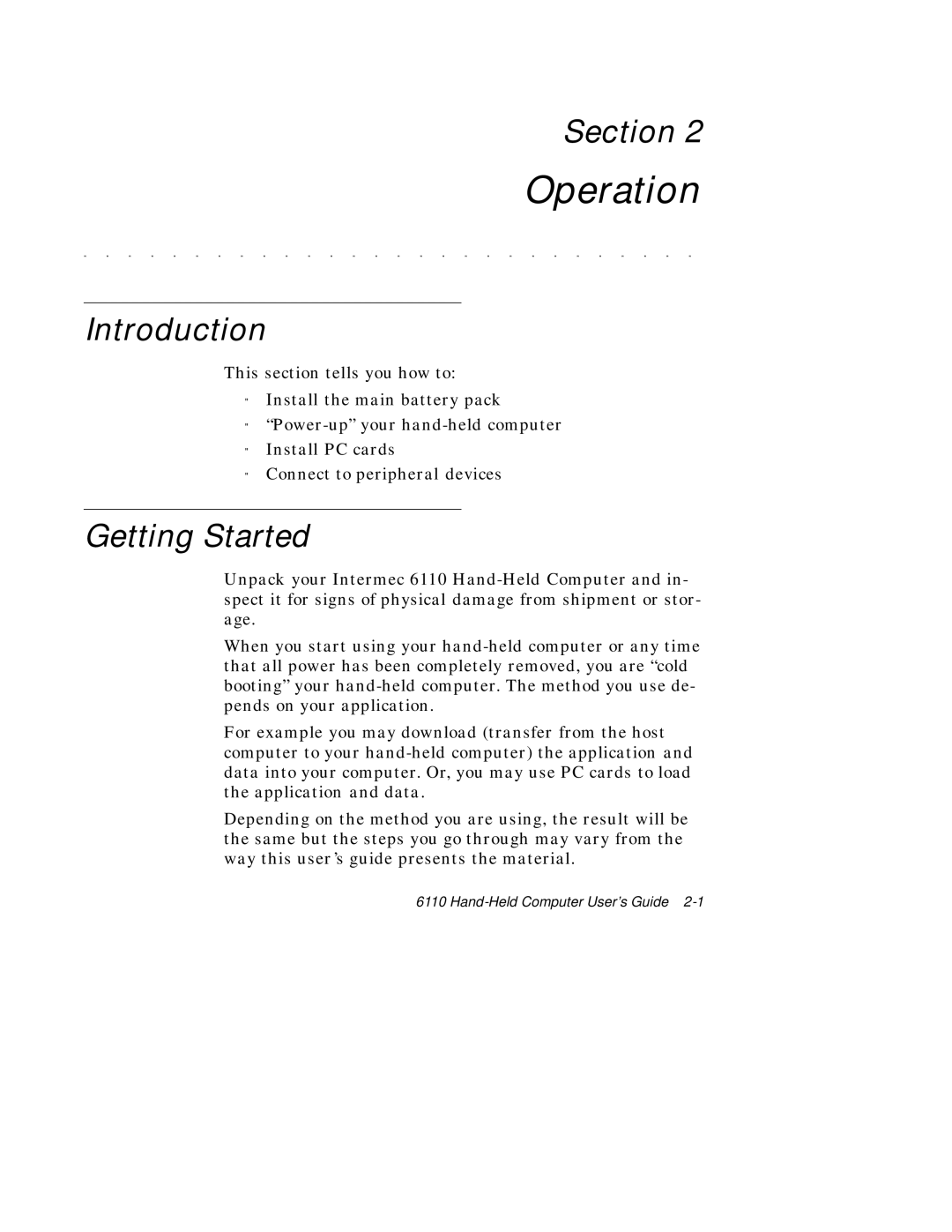 Intermec 6110 manual Introduction, Getting Started 