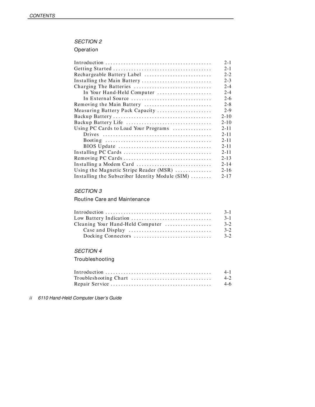 Intermec 6110 manual Operation 