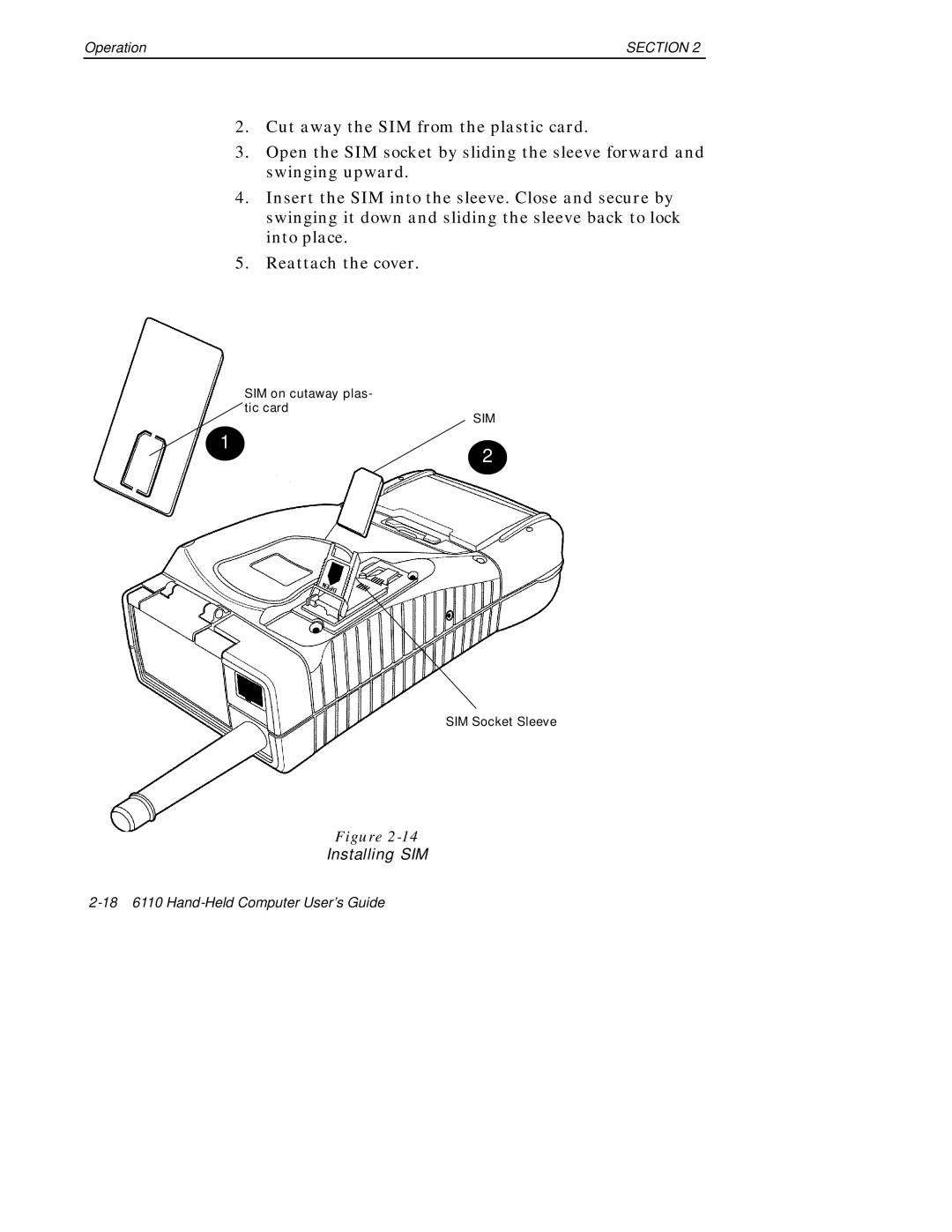 Intermec 6110 manual Installing SIM 