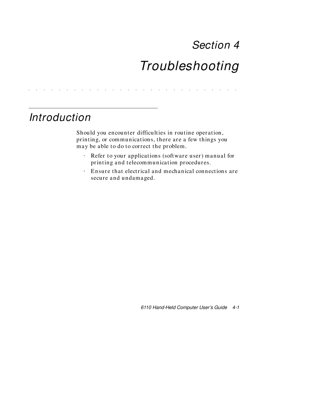 Intermec 6110 manual Troubleshooting 