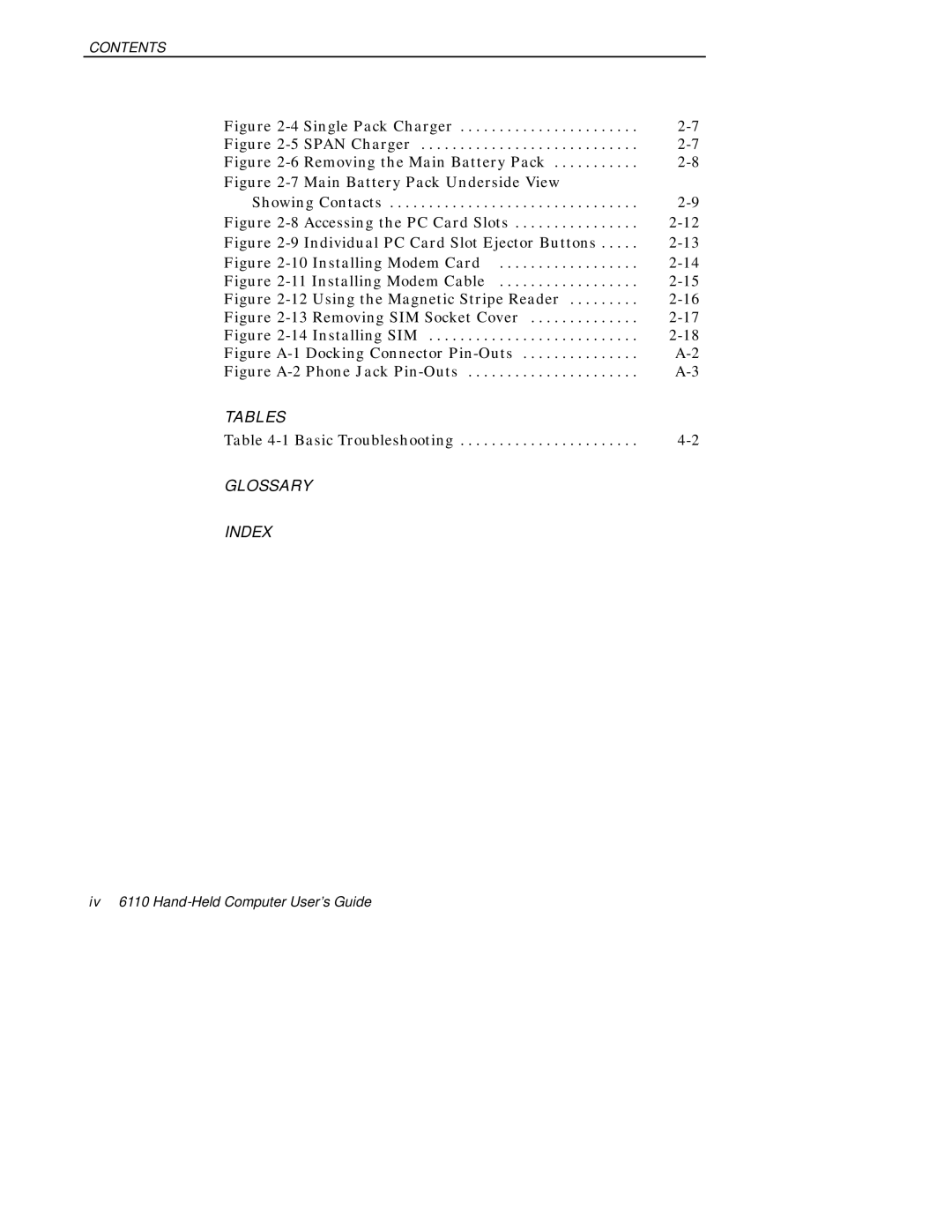 Intermec 6110 manual Tables 