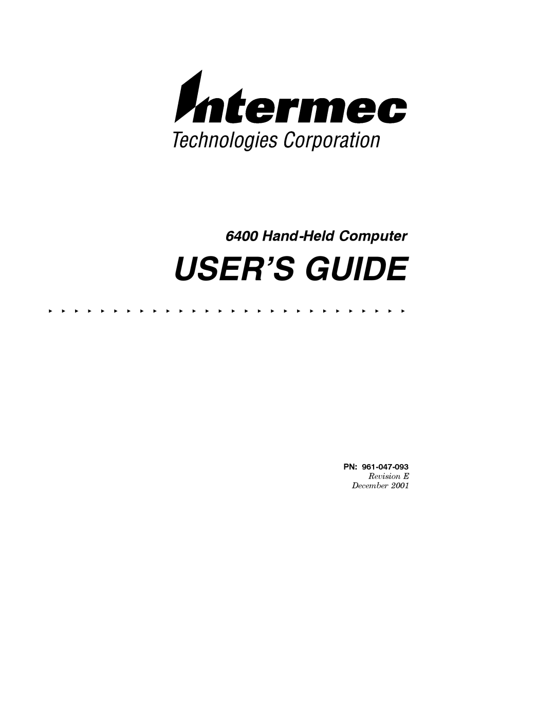 Intermec 6400 manual USER’S Guide 