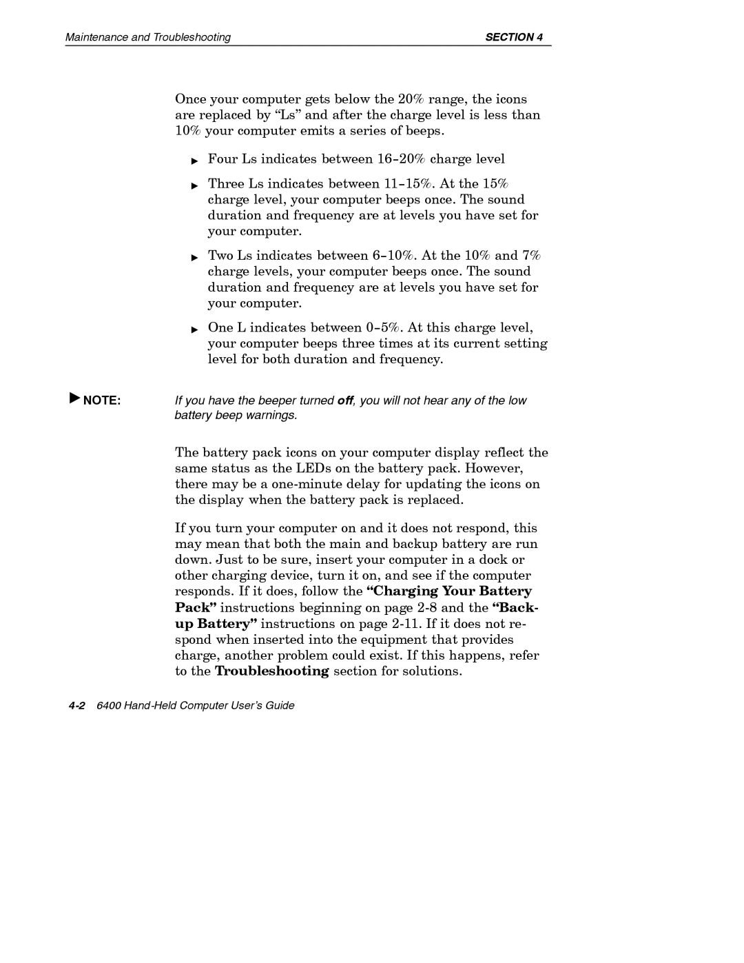 Intermec 6400 manual Maintenance and Troubleshooting 