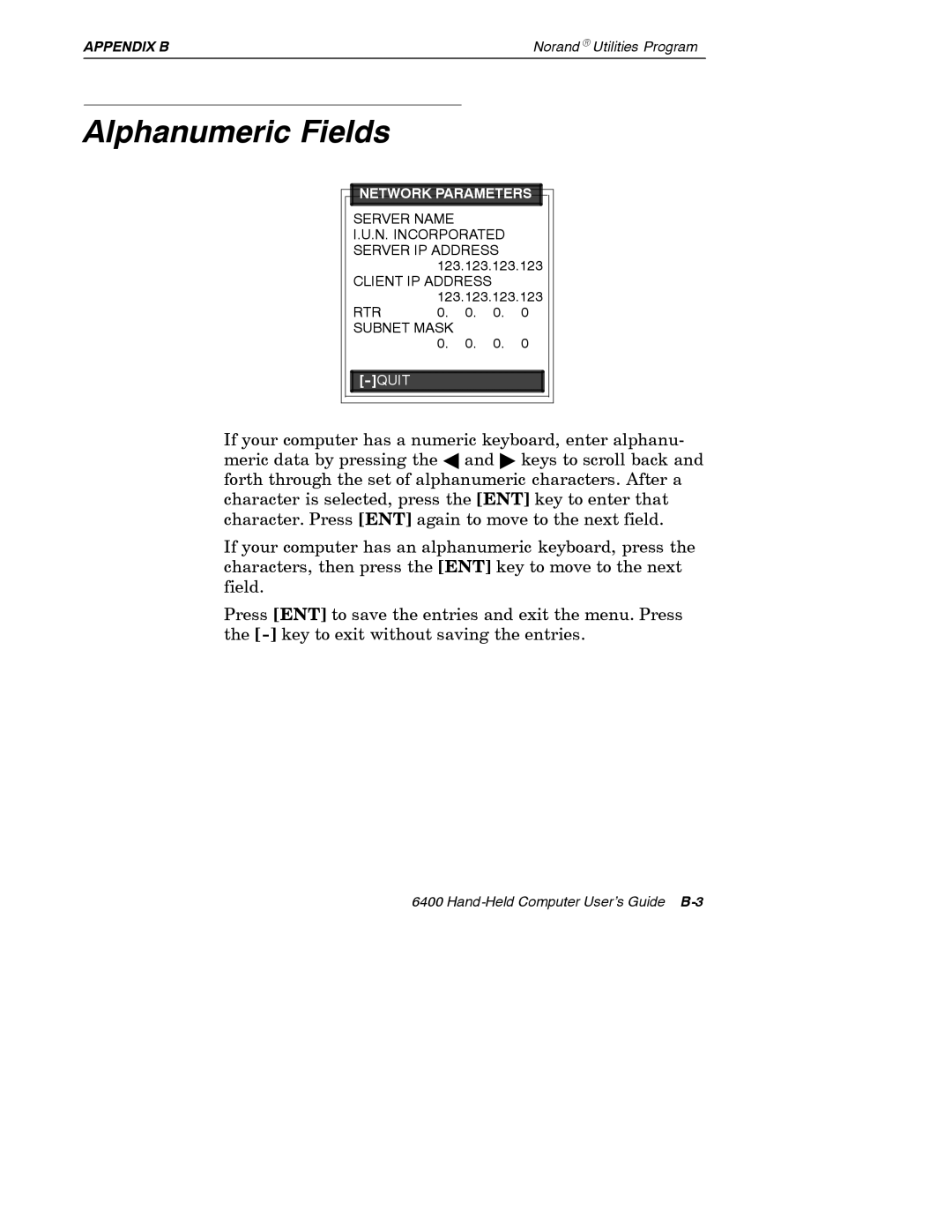 Intermec 6400 manual Alphanumeric Fields 