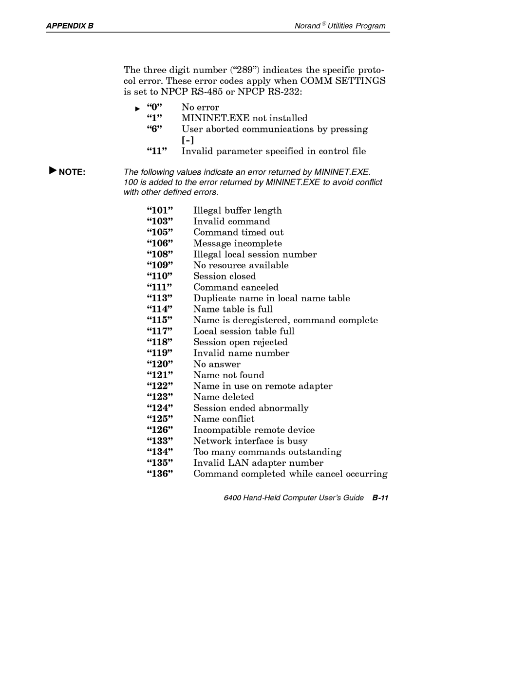 Intermec 6400 manual Hand-Held Computer User’s Guide B-11 