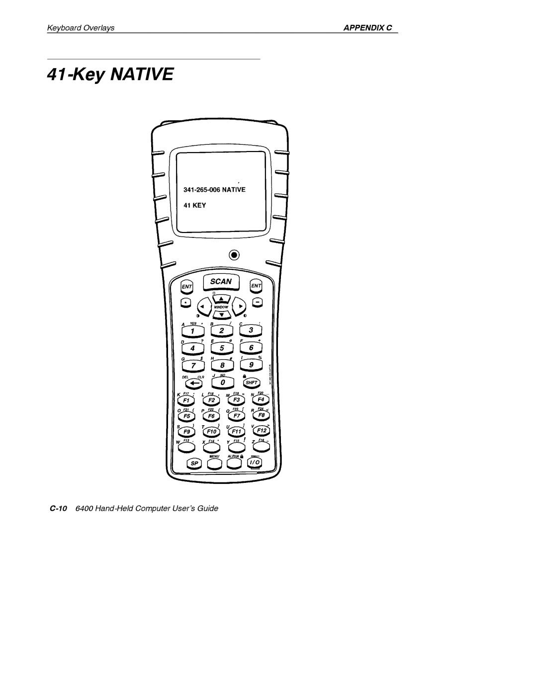 Intermec 6400 manual Key Native 